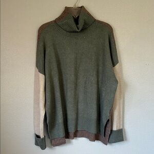 Tribal Green and Brown Turtleneck Sweater